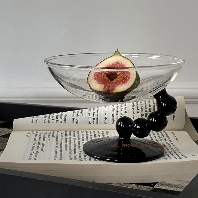 【法式透明高脚杯】水果盘家用客厅茶几零食托盘中古风糖果干果