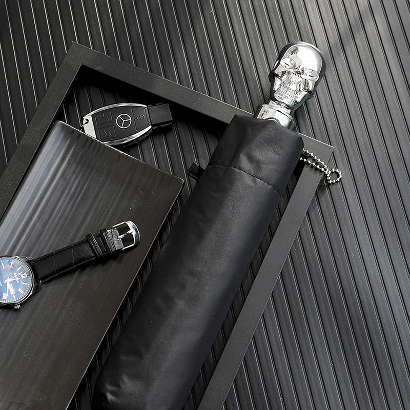 加固全自动雨伞男士个性骷髅头创意潮流大号人折叠晴雨两用伞女