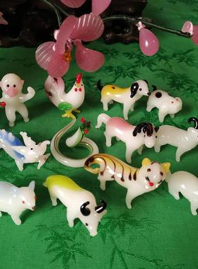 80年代北京非遗纯手工艺品12十二生肖料器老琉璃生肖小摆件怀旧