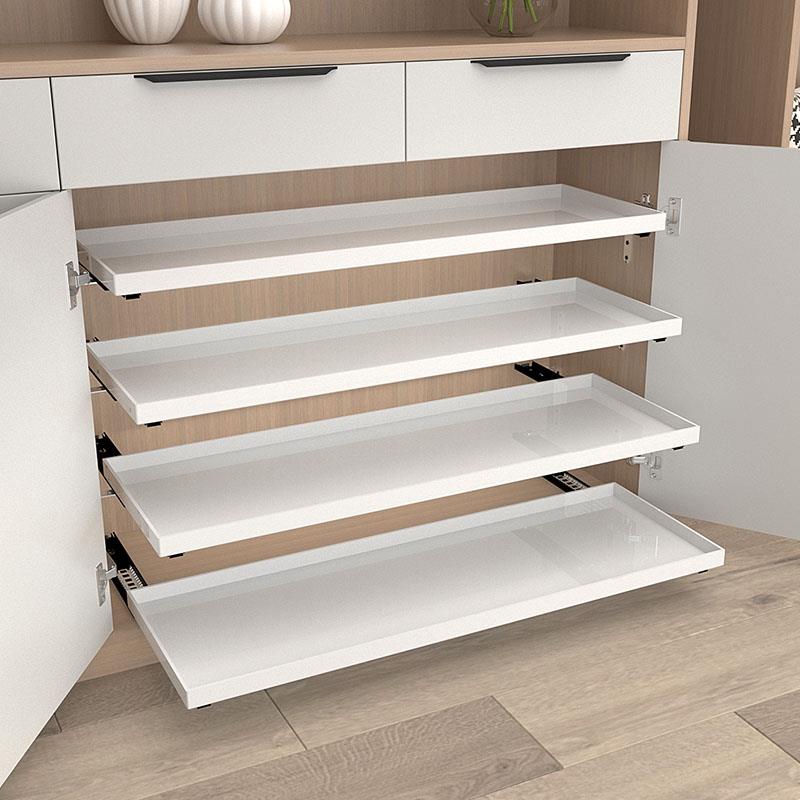 自制矮款白色衣服鞋柜子改造分层抽屉收纳盒储物托 托盘带轨道拉