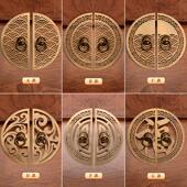 新中式 柜木门纯铜圆形创意 衣柜门子黄铜拉手门把手覆古整体橱柜鞋