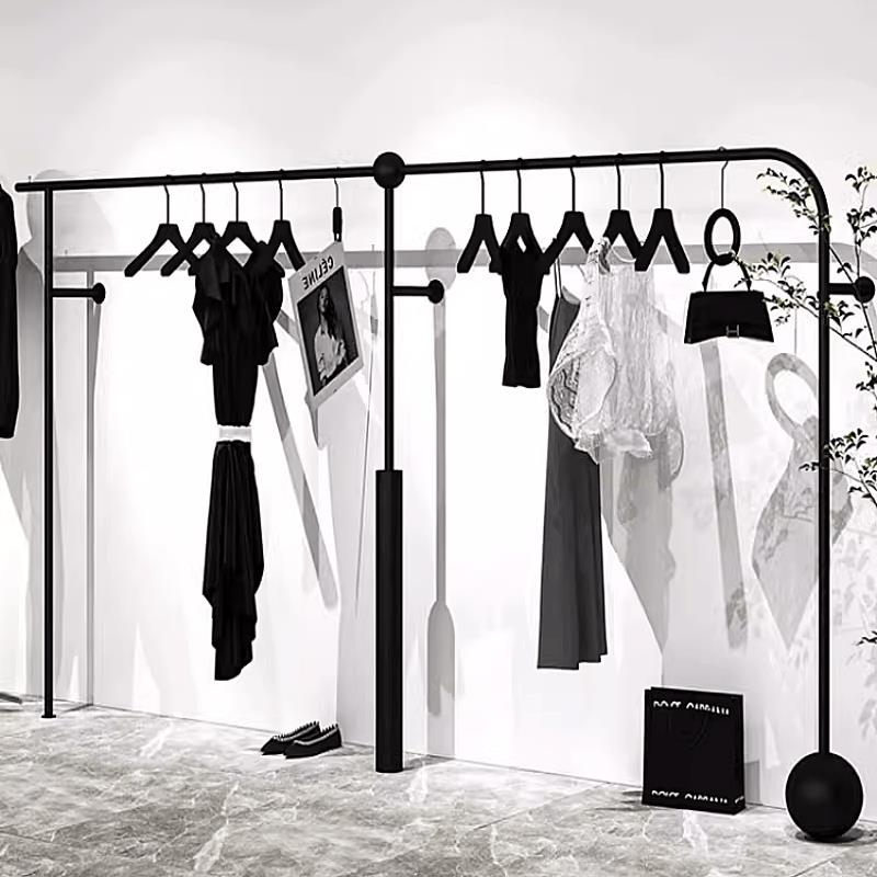 黑色加粗上墙挂衣架服装店陈列货架衣服展示架女装店专用简约铁艺