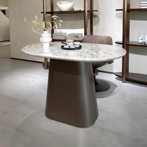 意式轻奢天然中花白奢石茶桌椅组合小户型家用茶台功夫喝茶桌子