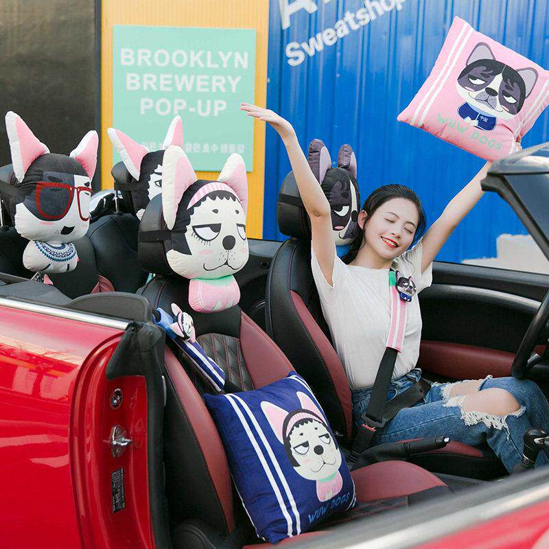 卡里努努卡通汽车头枕护颈枕车内座椅靠枕女生车枕头车内装饰品