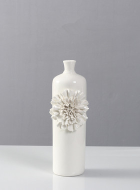 白色欧式陶瓷客厅落地电视柜工艺摆件现代创意家居装饰雕花瓶