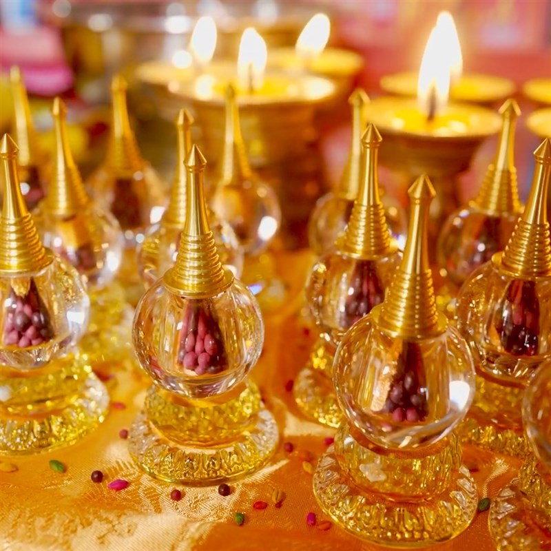 塔尔寺水晶舍利智慧文殊塔客厅办公室书房摆件