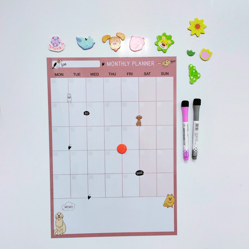 冰箱贴事贴留言板可擦写周计划月计划表涂鸦磁力软白板磁铁带磁性