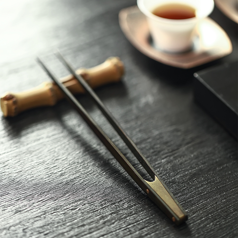 日式复古纯铜茶夹洗杯夹 功夫茶镊子茶杯夹 茶叶夹子茶具配件茶道