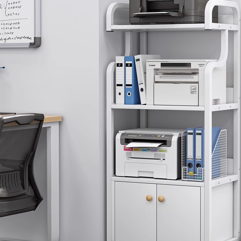 落地多层可移动打印机置物架书房办公桌旁多功能主机收纳整理架子