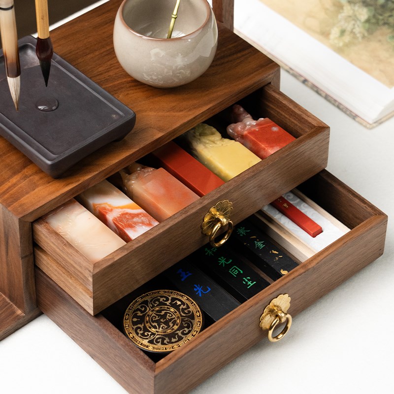 张小凤凤轻语黑胡桃木笔架笔挂实木展示架文房四宝毛笔文玩收纳书 - 封面