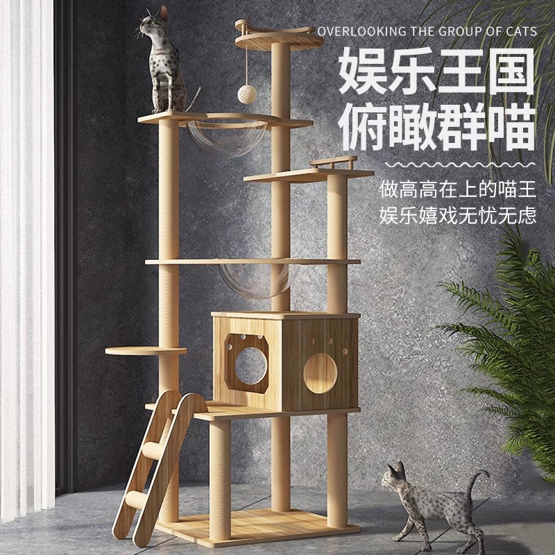 猫爬架猫窝猫树一体猫架猫抓架通天柱太空舱猫咪用品大全实木跳台