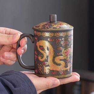 主人泡茶杯家用紫砂杯陶瓷喝茶过滤水杯茶杯男杯子养生杯单杯
