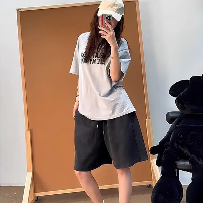 夏季新款重磅宽松短裤男女生潮牌美式多巴胺运动五分裤基础款中裤