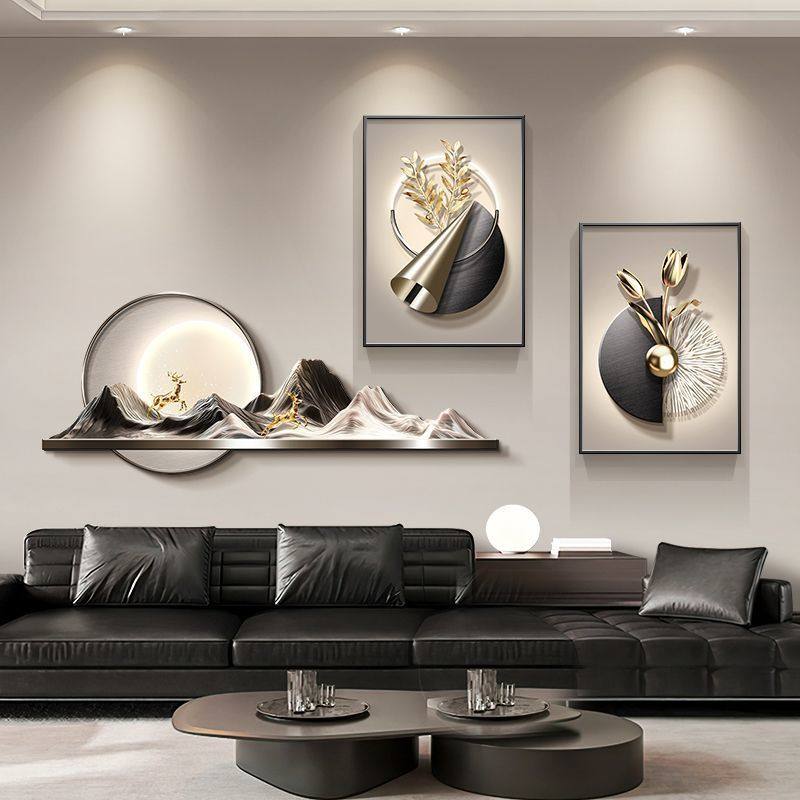 背有靠山客厅装饰画轻奢抽象壁画高级感大气沙发背景墙挂画砂岩画,家居饰品,砂岩画,淘宝优惠券,粉丝福利购,淘宝优惠卷