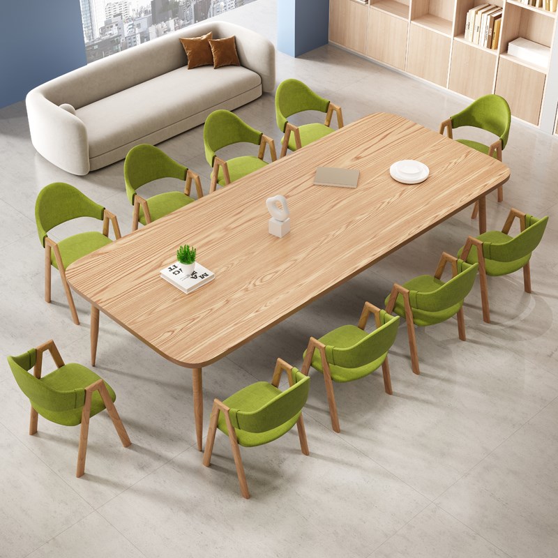 长条会议桌现代简约图书馆阅读区办公室长桌会议室活动室桌椅组合