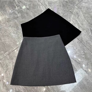 半身裙2025夏季高腰显瘦显瘦简约西装小众别致灰黑色包臀A字短裙