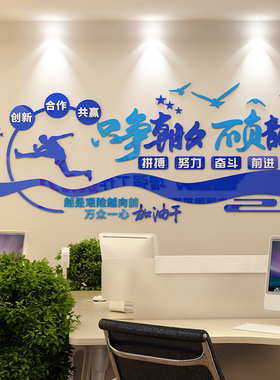 公司企业办公室墙面布置团队励志墙贴画班级教室装饰高三激励标语