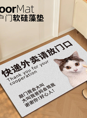 快递外卖请放门口地毯猫猫入户门地垫进门前门外蹭土免洗脚垫
