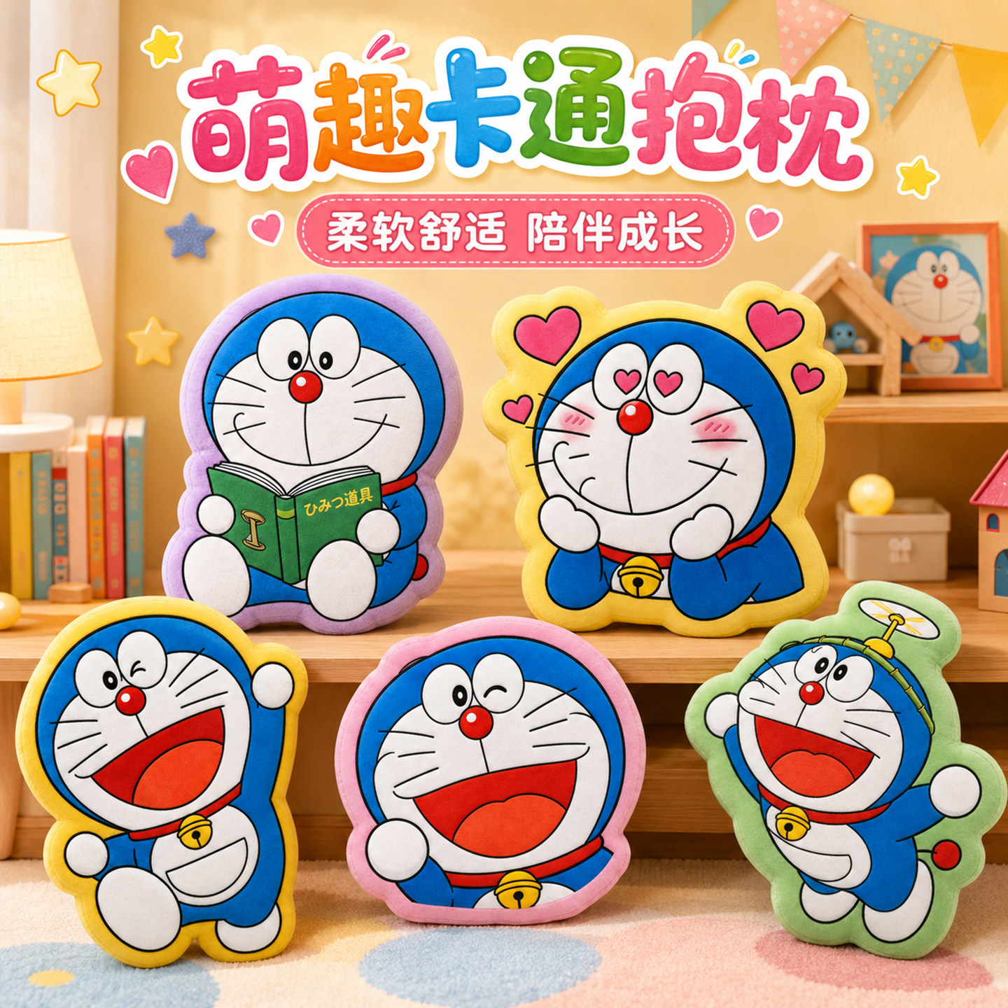 哆啦A梦机器猫小叮当公仔可爱异形手办沙发抱枕靠垫床上睡觉玩偶图片