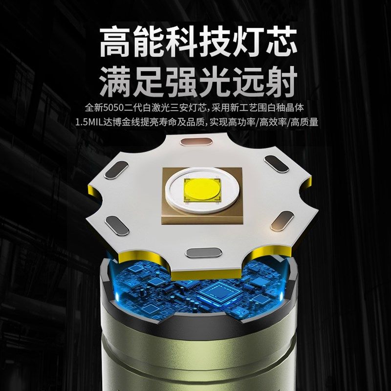 手电筒2025新款大功率强光超亮远射聚光充电式户外超长续航大容量