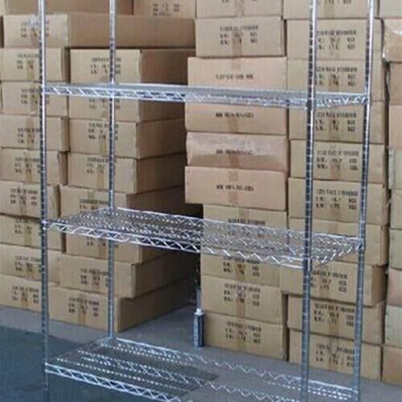 镀铬线网货架不锈钢货架防静电物料架带轮置物架移动网格镂空货架