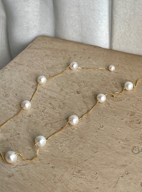 天然淡水珍珠项链女满天星毛衣链轻奢高级感锁骨链颈链七夕节礼物