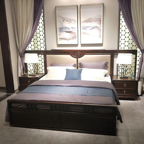 新中式床实木双人床1.8米主卧现代中国风别墅婚床禅意样板房家具,住宅家具,实木床,淘宝优惠券,粉丝福利购,淘宝优惠卷