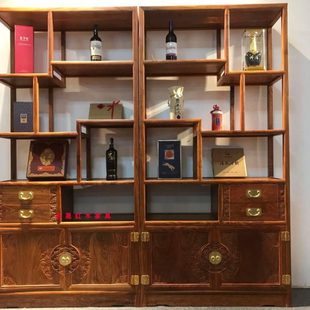 红木博古架刺猬紫檀木新中式置物架办公室团圆博古架多宝阁展示柜