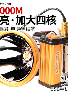 激光炮P100分体头灯强光充电超亮头戴式户外钓鱼灯超长续航8锂电