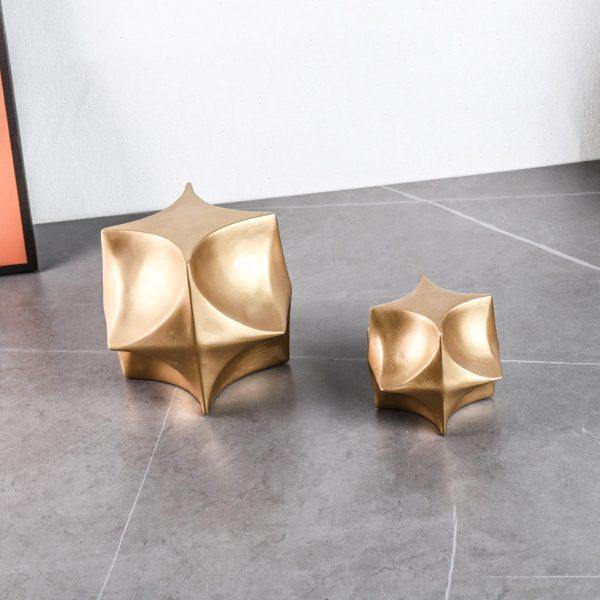 现代极简金色菱形树脂摆件桌面摆件样板房客厅书柜桌面软装饰品,特色手工艺,其他特色工艺品,淘宝优惠券,粉丝福利购,淘宝优惠卷