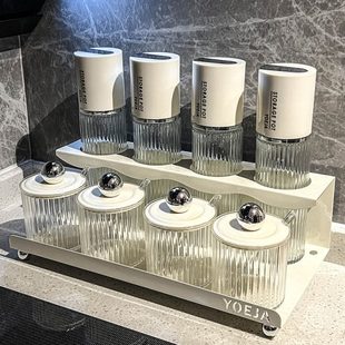 罐调味罐塑料收纳盒调料瓶高端轻奢组合厨房醋家用 酱盐油简约套装