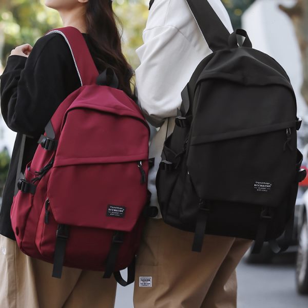 双肩包大学生男女潮牌旅行高中生大容量通勤小众设计简约书包美式