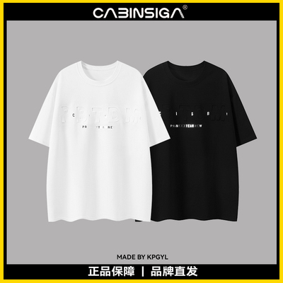 CABINSIGA美式复古字母短袖T恤