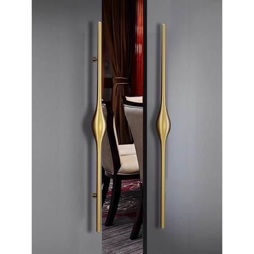 轻奢会所不锈钢拉手极简玻璃门拉手高档包厢艺术实木大门把手定制