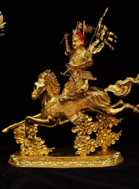 格萨尔王佛像摆件台湾纯铜鎏金藏传密宗供奉居家镇宅精工级佛像
