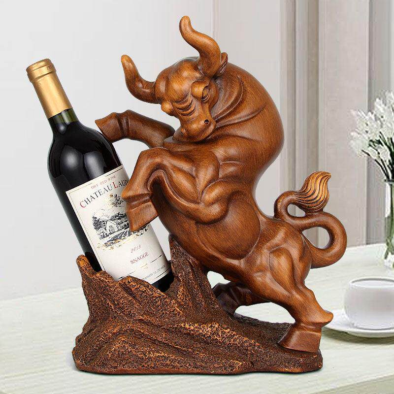 客厅酒柜装饰红酒架摆件生肖牛树脂葡萄酒瓶置物收纳架子餐厅摆设