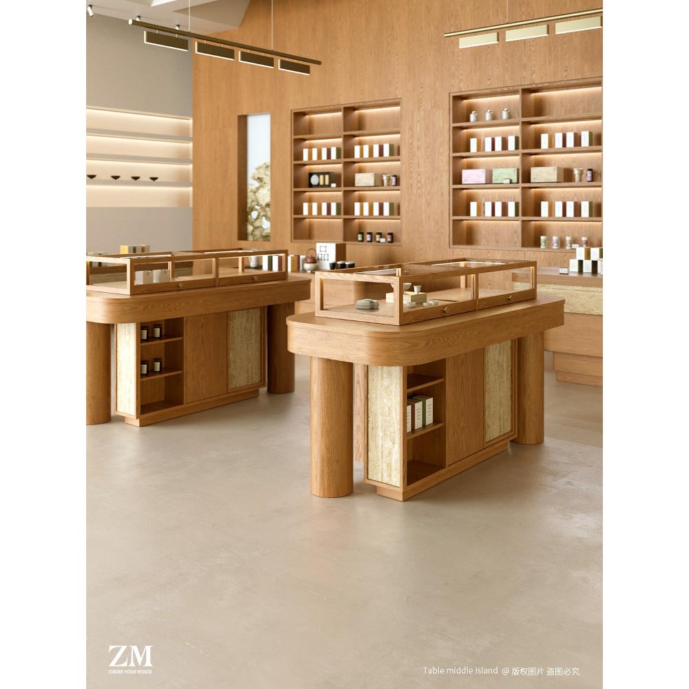 玻璃精品展示柜中岛台文创陶瓷玉器首饰银饰陈列柜货架眼镜店定制