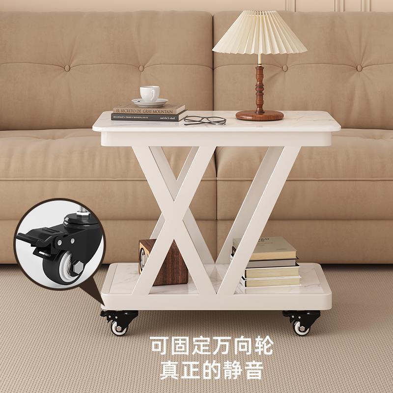 沙发侧边柜可移动边几岩板茶几客厅小推车阳台茶桌高级感床头边柜