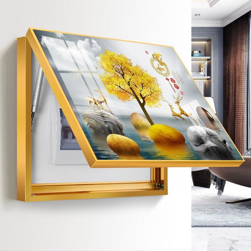 墨派电表箱装饰画免打孔现代简约配电箱液压翻盖挂画遮挡箱壁画免