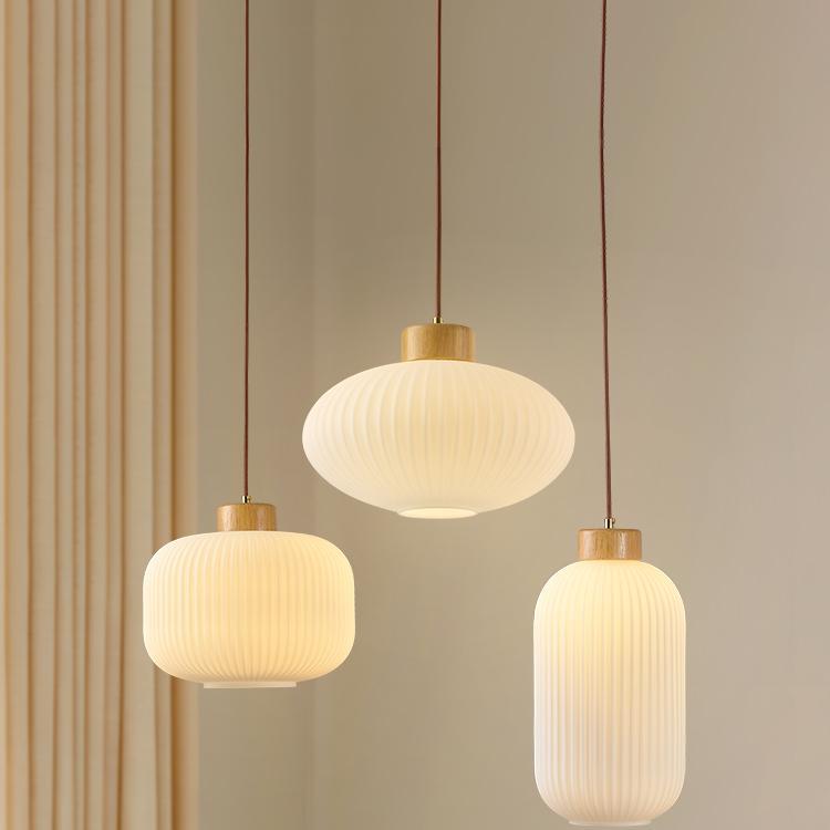 餐厅灯具日式中古原木侘寂风民宿卧室床头酒店榻榻米简约玻璃吊灯