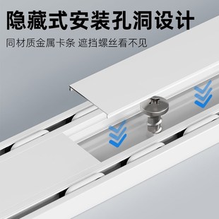 窗帘盒双层窗帘杆静音滑轮顶装 铝合金窗帘轨道双轨滑轨隐形一体式
