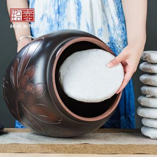 建水紫陶茶缸陶瓷茶叶罐密封罐家用防潮聚香存储普洱茶大号新