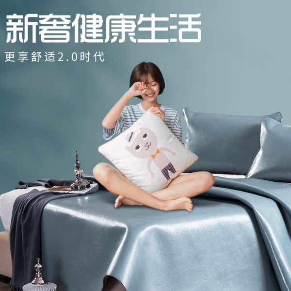 原牧新款头层水牛皮凉席彩色真皮牛皮席三件套夏季凉席纯色软席子