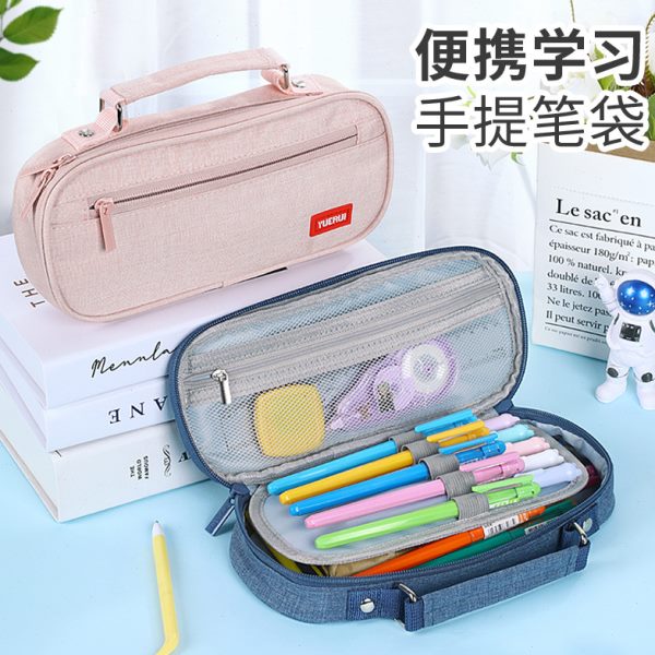 收纳铅笔可双耐脏考试拉链学生大容量帆布便捷手提文具盒笔袋