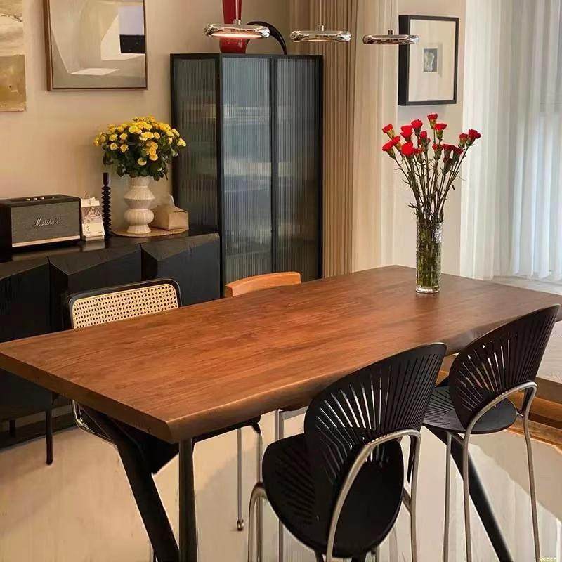北美黑胡桃木餐桌简约工作台高档客厅实木大书桌大板长桌家用餐桌,住宅家具,实木餐桌,淘宝优惠券,粉丝福利购,淘宝优惠卷