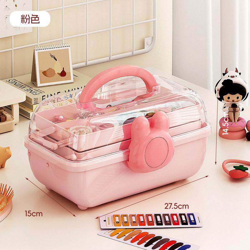 可爱风发饰收纳盒少儿发夹粉色发卡首饰化妆品桌面防尘饰品收纳箱,收纳整理,桌面收纳盒,淘宝优惠券,粉丝福利购,淘宝优惠卷