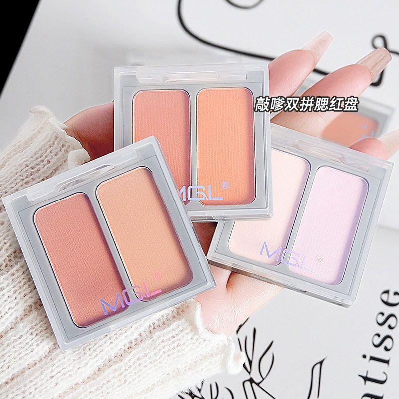 MGL双色腮红盘韩系嫩妹显色元气雾感哑光提亮膨胀紫自然修容胭脂