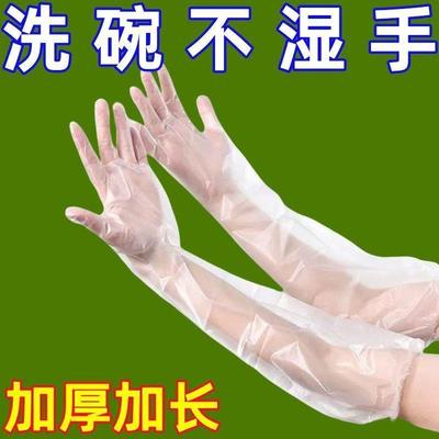 厨房洗碗薄款洗衣清洁防水油食品级长袖一次性PE家务手套加长束口