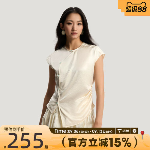 滔搏adidas阿迪达斯三叶草女子新中式缎面运动休闲短袖T恤KY5745