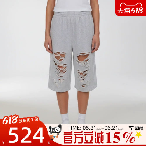 滔搏adidas阿迪达斯三叶草女子KNIT JORTS W运动休闲中裤LC6461